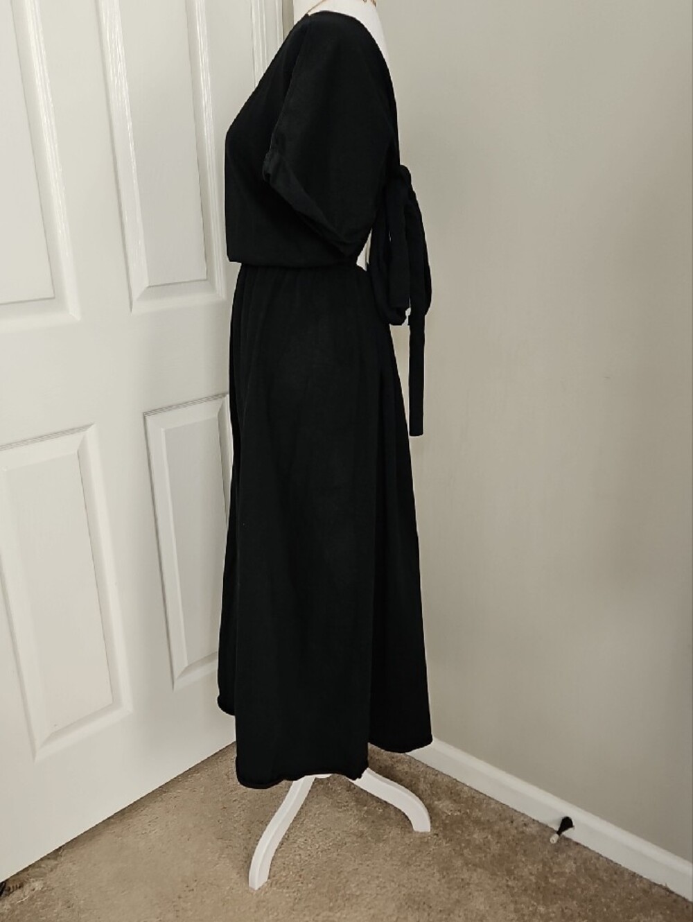NWT FP Beach Sorrento Black Cotton Tie Back Midi Dress Short Sleeve XS - Picture 9 of 13